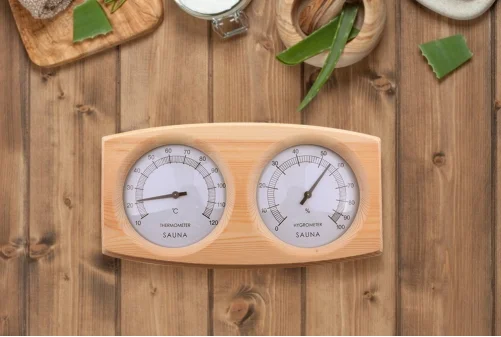 Hygrometer-termometer, en väsentlig del av bastun