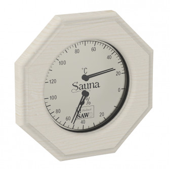 SAWO termo-hygrometer 241-THA, åttkantig, asp
