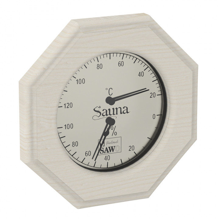 SAWO termo-hygrometer 241-THA, åttkantig, asp