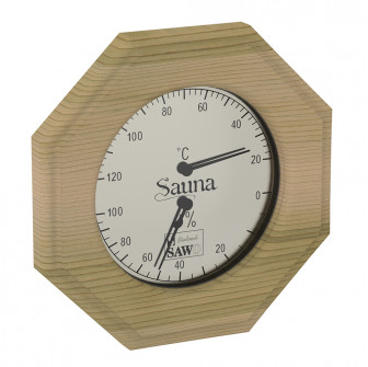 SAWO termo-hygrometer 241-THD, åttkantig, cederträ