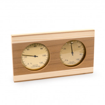 SAUFLEX termo-hygrometer, cederträ, gyllene färg