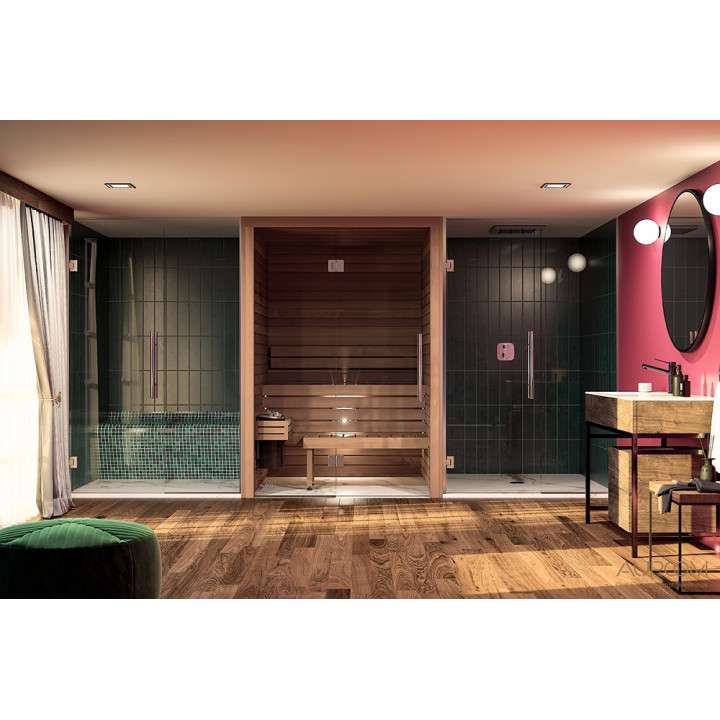 Auroom bastuhus 150x150x205cm, med glas