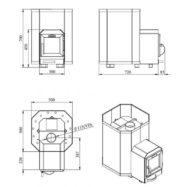 Vedeldad bastuugn - STOVEMAN 16-LS HEAVY