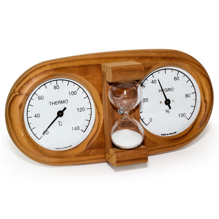 SAUNIA 3-i-1 termo-hygrometer med sandtimer 591L