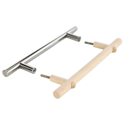 Dörrhandtagssats i rostfritt stål och trä 