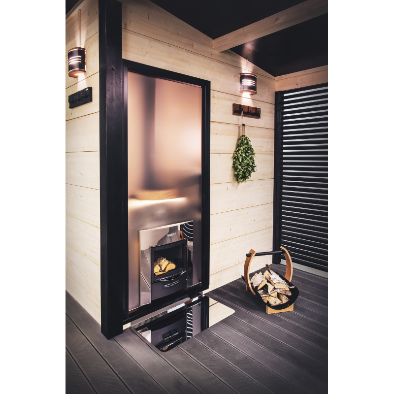 HARVIA Duo glasvägg 9 x 19 med ram, aluminiumsvart