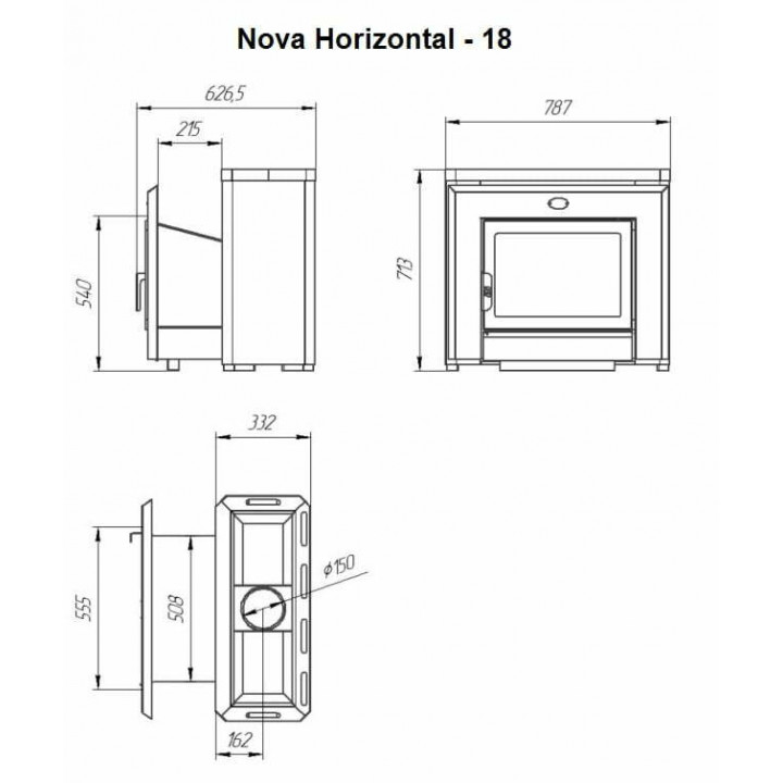 Vedeldad bastuugn - NOVA HORIZONTAL 18