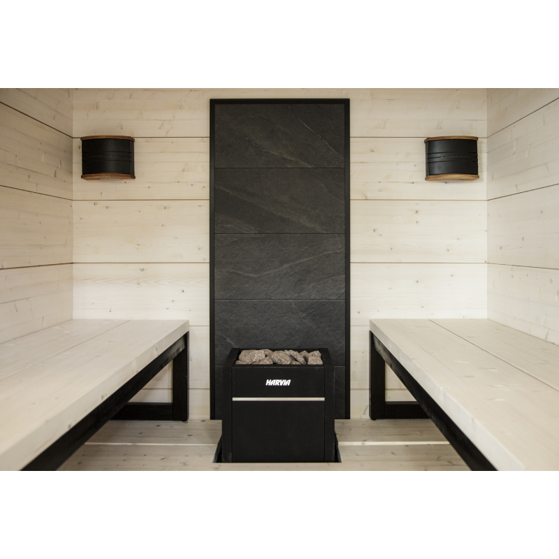 HARVIA stenvägg, svart ram