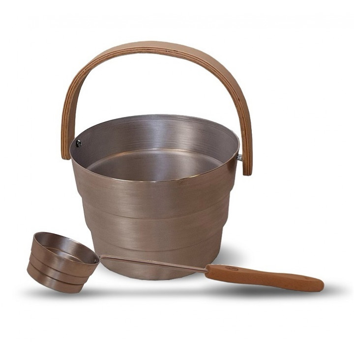 SAUNIA PYORRE hink och slev set 6 l, aluminium