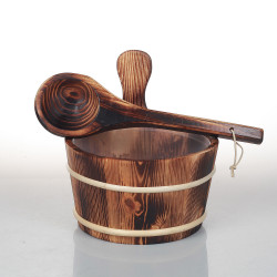 SAUFLEX trähink och slev 4 l, bränd asp 