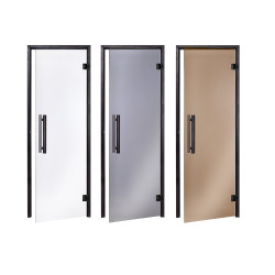 AD bastudörr i glas, svart ram 