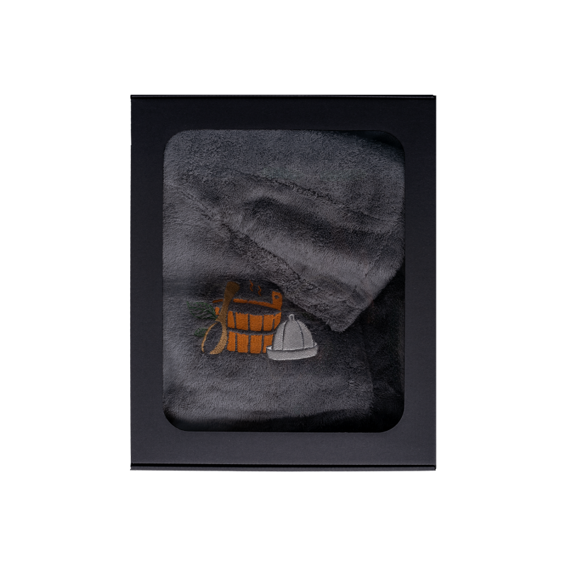 Presentset i presentask för HONOM. Bastuhatt och förkläde för män - GRÅ