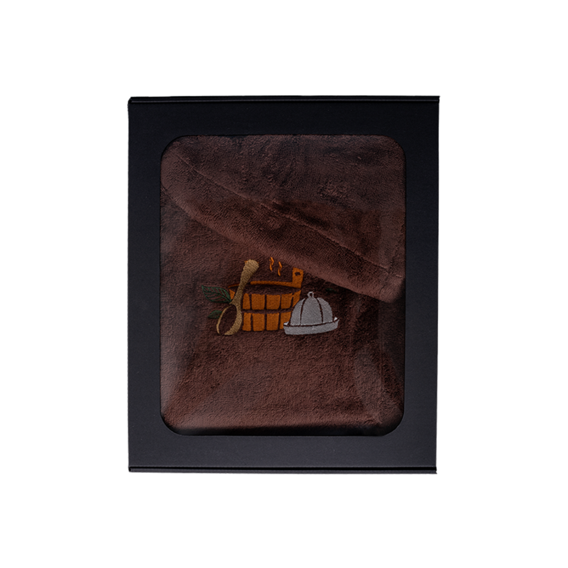 Presentset i presentask för HONOM. Bastuhatt och förkläde för män - BRUN