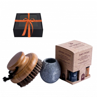 Presentset i presentask DOFTANDE VÄRME. En borste, en kopp för dofter och eteriska oljor