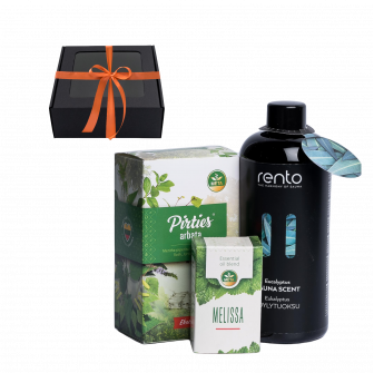 Presentset i presentask SCENTS OF SAUNA. Te, eterisk olja och doftessens