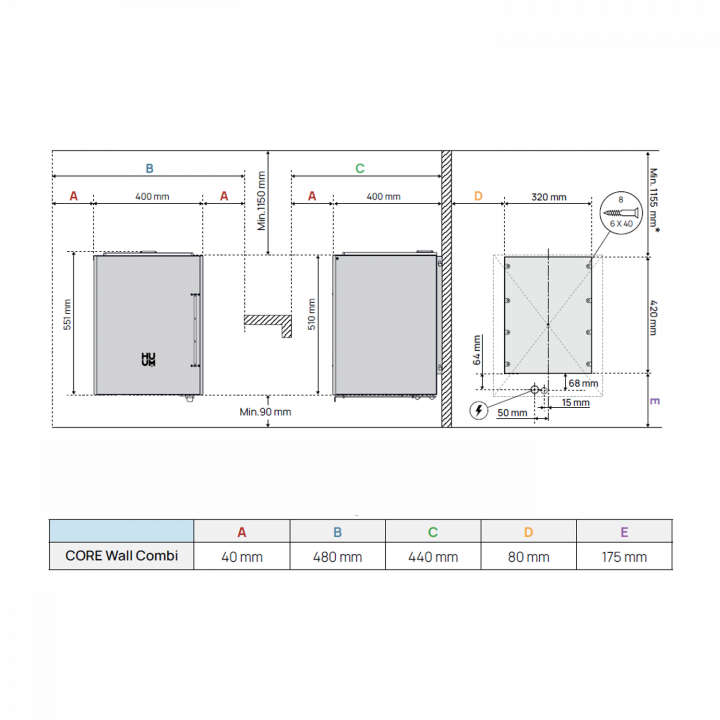 Elektrisk bastuaggregat - HUUM Core Wall Combi, svart