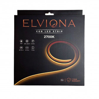 Elviona COB LED bastuljusremsa, 2700 K, 5 m