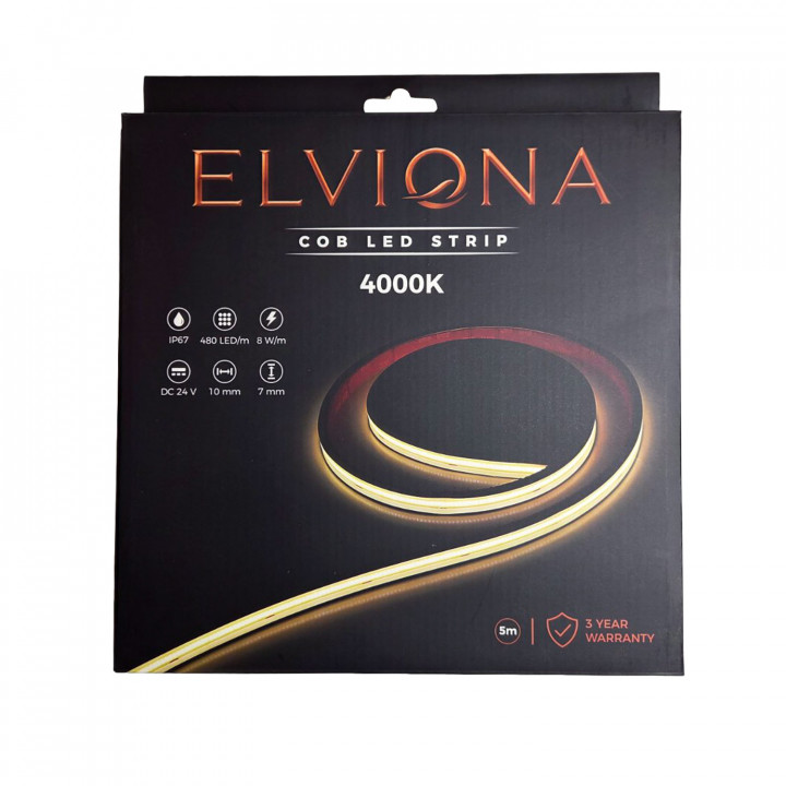 Elviona COB LED -bastulist, 4000 K, 5 m