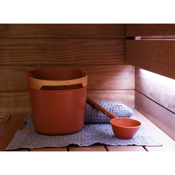 HARVIA Helmi bastu hink och slev set, Terracotta