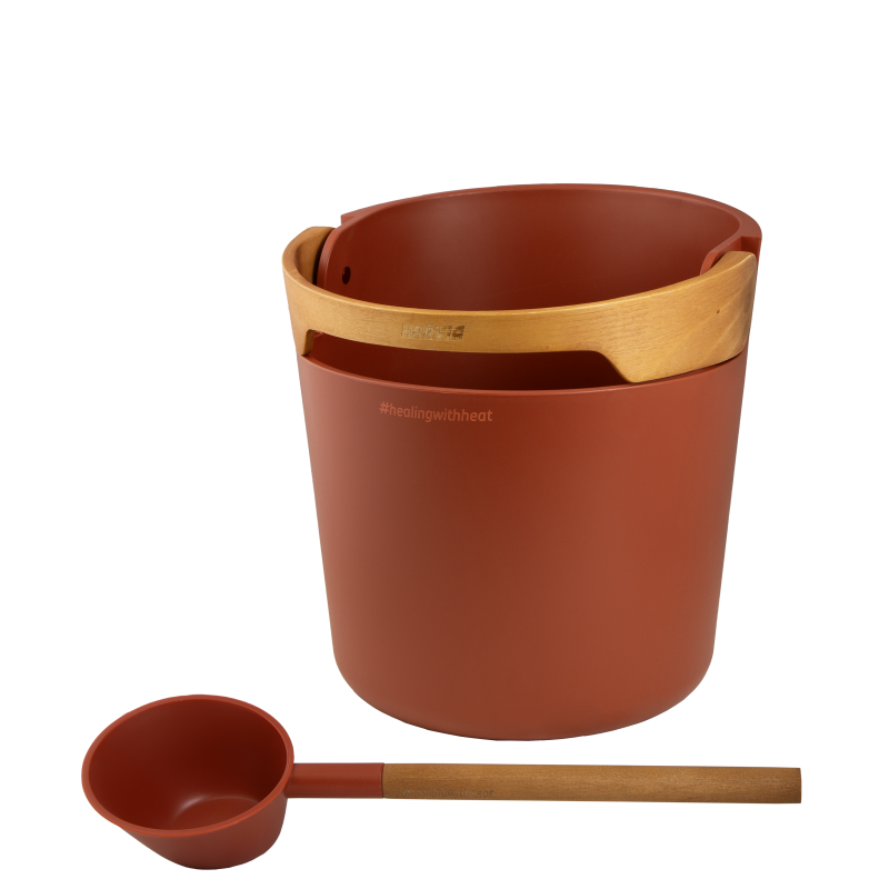 HARVIA Helmi bastu hink och slev set, Terracotta