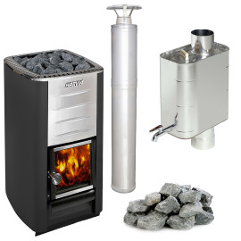 Bastu vedeldad spis HARVIA M3 set, stenar, skorsten, varmvattenberedare  Bastu vedeldad spis HARVIA M3 set, stenar, skorsten, varmvattenberedare