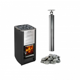 Bastu vedeldad spis HARVIA M3 set, stenar, skorsten