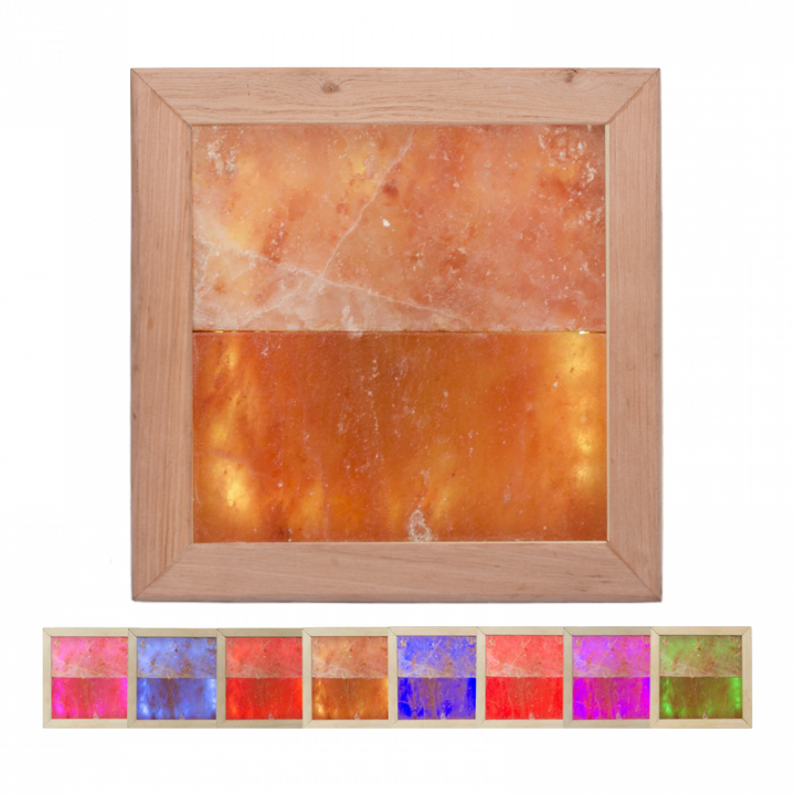Himalayasaltlampa LED RGB, svart alträ