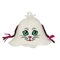 Bastuhatt - Katt med flätor  Bastuhatt - Katt med flätor