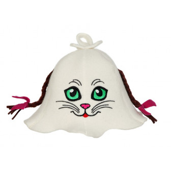 Bastuhatt - Katt med flätor