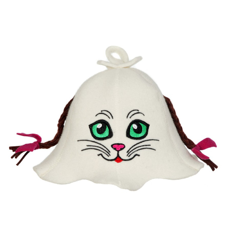 Bastuhatt - Katt med flätor