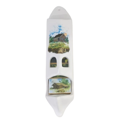 Keramisk tändsticksaskhållare med 5 tändsticksaskar 