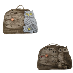 Keramisk bastutermometer - uggla på en gren 