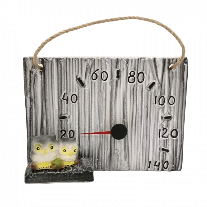 Keramisk bastutermometer - ugglor