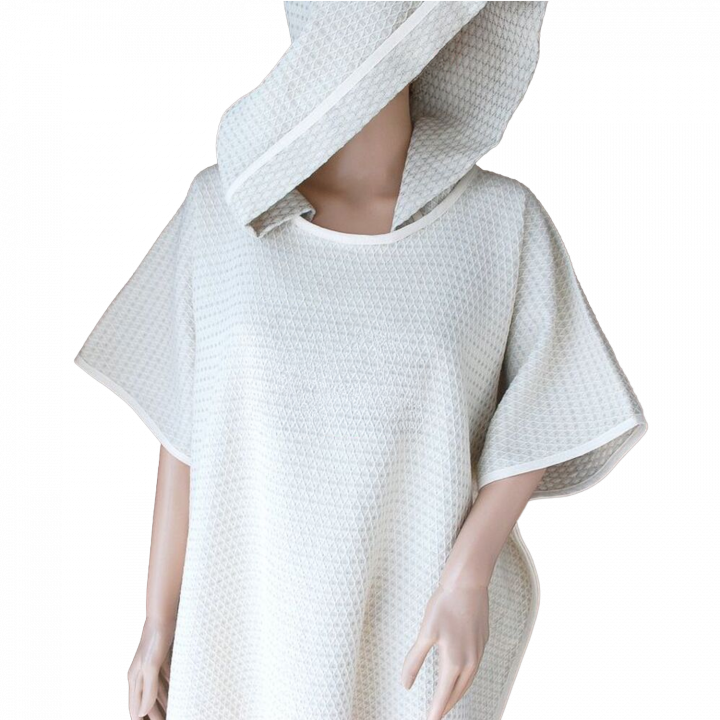 Linneponchohandduk med huva