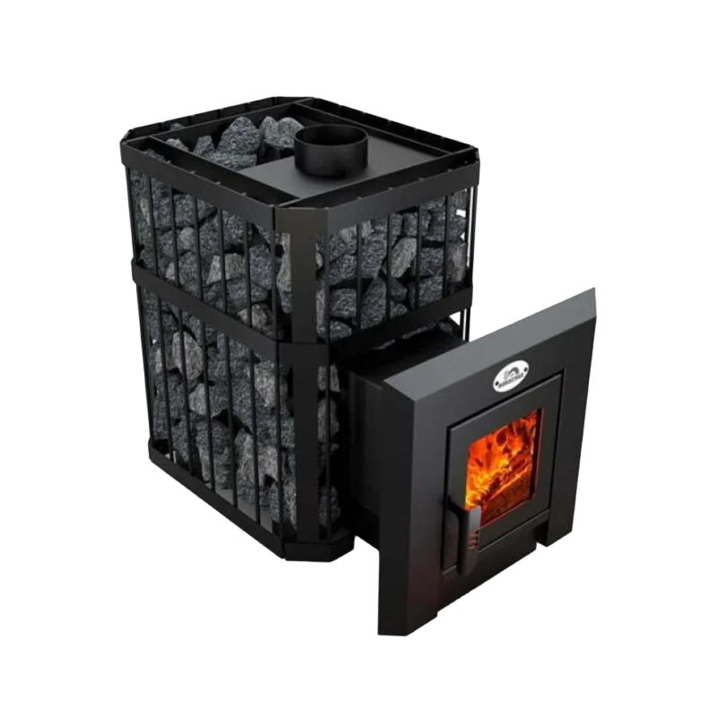 Vedeldad bastuaggregat - NOVA KLASSIK 26 med nätverk, glasdörrar