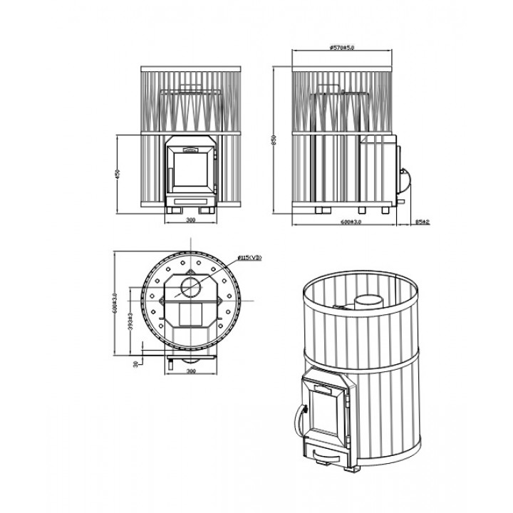Vedeldad bastuugn - STOVEMAN CROWN 20R