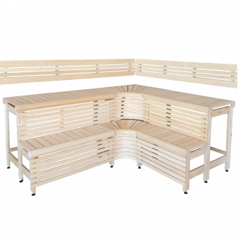 Modulära bastubänkar med designen ”Sun Corner” 2114 × 2406 mm