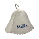 Bastuhatt - SAUNA, med blå text