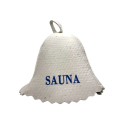 Bastuhatt - SAUNA, med blå text - 0
