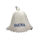 Bastuhatt - SAUNA, med blå text