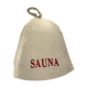 Bastuhatt - SAUNA, med röd text