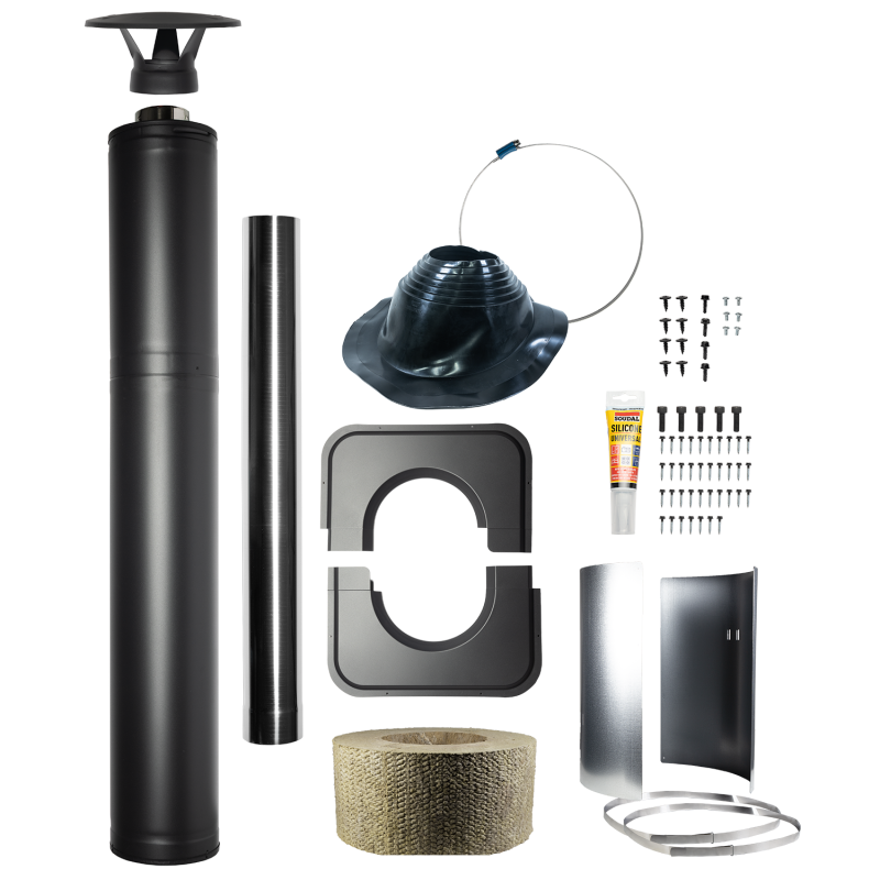 Isolerad skorsten i stål - HARVIA, svart