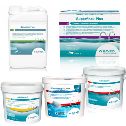 Underhållskit med klor, för pooler med stort filter 