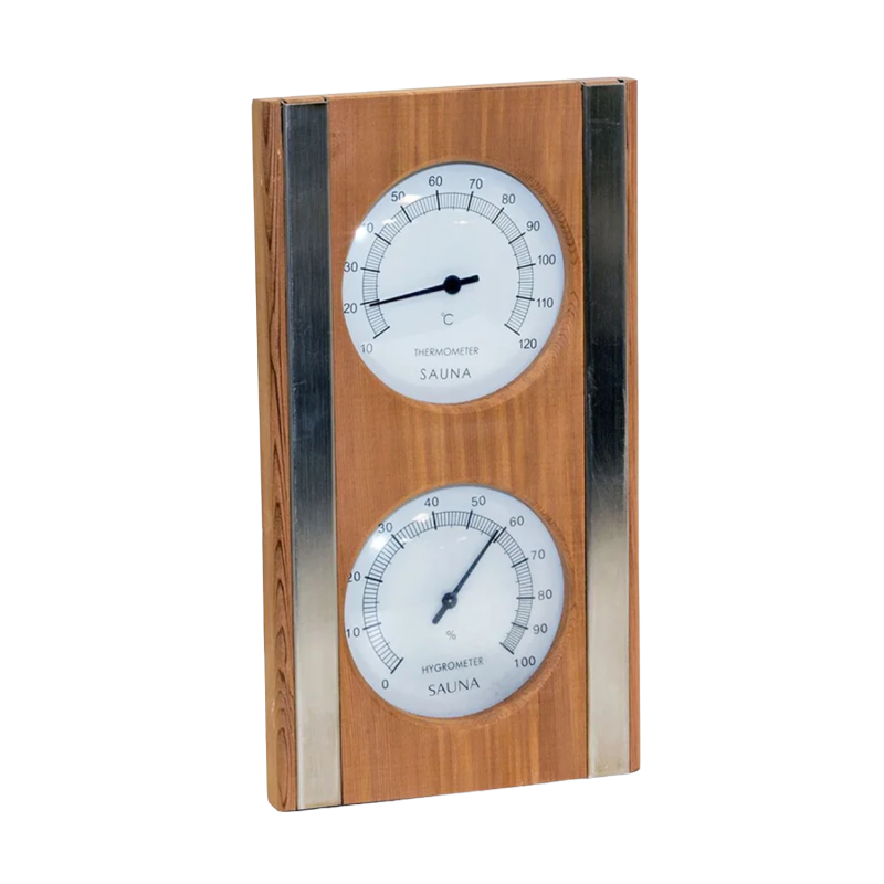 SAUFLEX termo-hygrometer, cederträ, vit färg