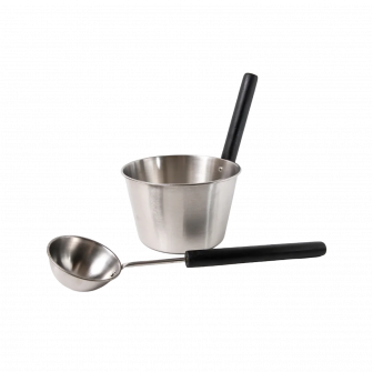SAUNIA hink och slev i rostfritt stål set 4 l
