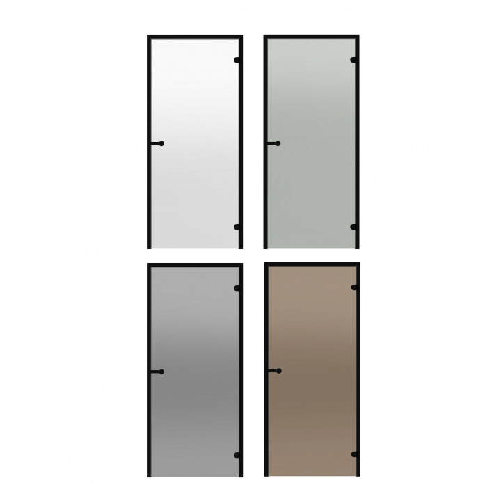 Bastudörrar i glas HARVIA 8x21 (svart fururam)