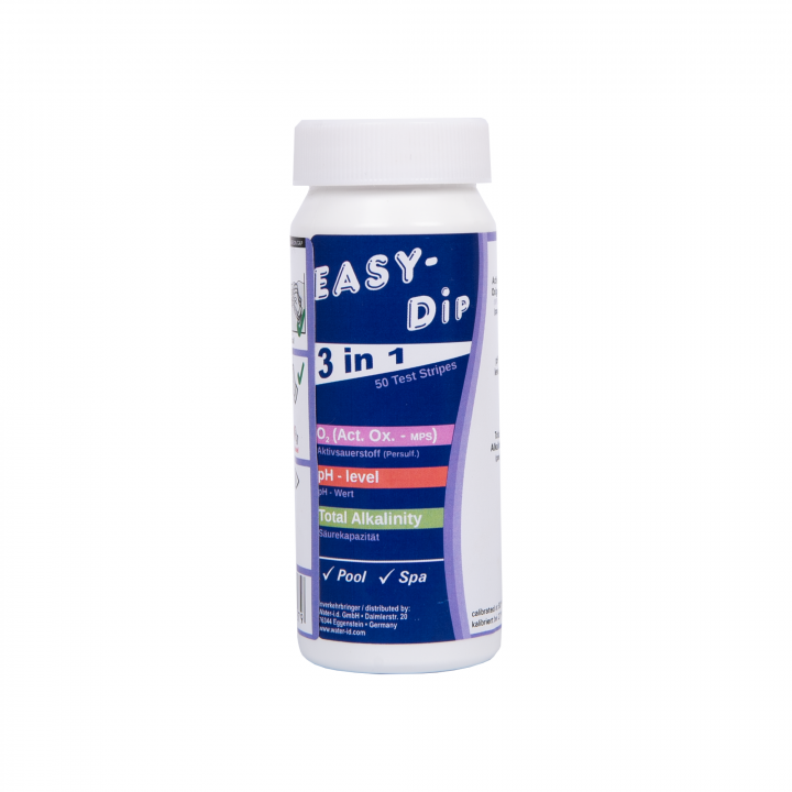 Vattentestremsor Easy-Dip 3 i 1, för pH/O2/Alkalinitetstestning, 50 st