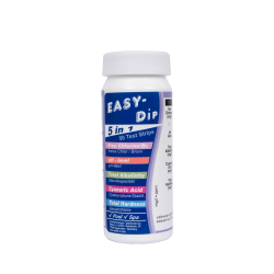 Vattentestremsor Easy-Dip 5 i 1, pH/Cl/BR/Stabilisator/Alkalinitet/Hårdhetstestning 