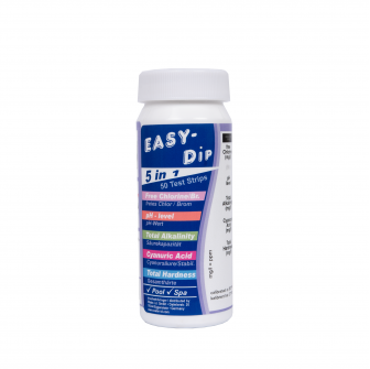 Vattentestremsor Easy-Dip 5 i 1, pH/Cl/BR/Stabilisator/Alkalinitet/Hårdhetstestning