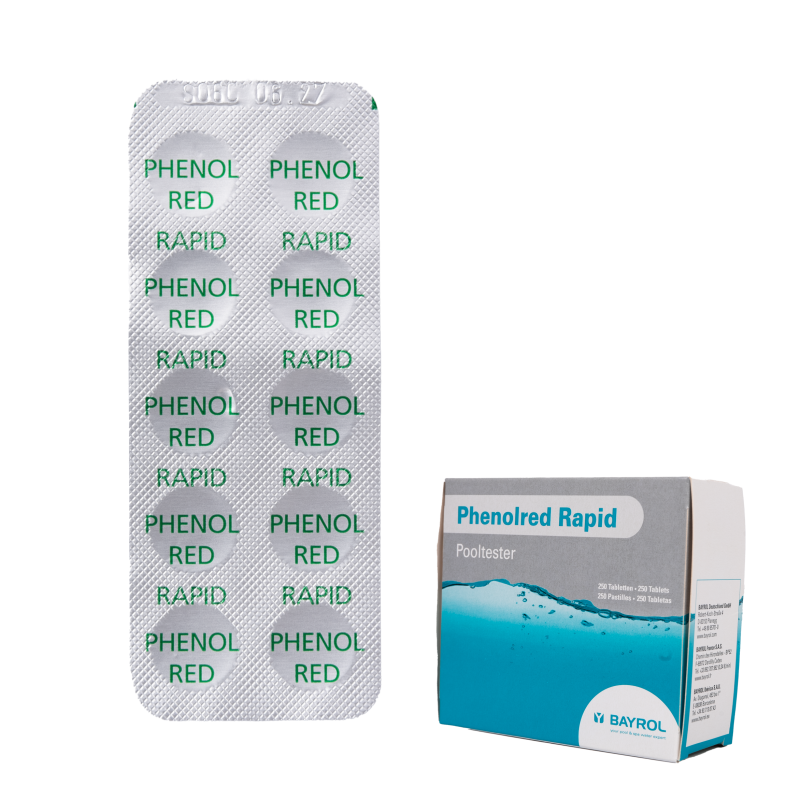 Vattentesttabletter Phenolred Rapid, för pH-bestämning, 10 tabletter
